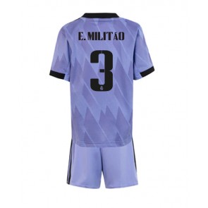 Real Madrid Eder Militao #3 kläder Barn 2022-23 Bortatröja Kortärmad (+ korta byxor)